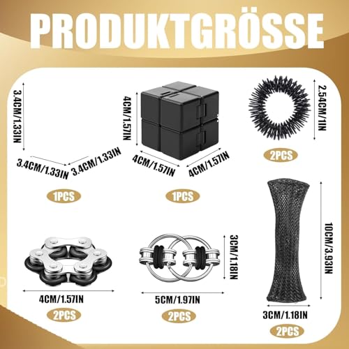 Fidget Cube, 10 teiliges Anti Stress Spielzeug Set für Erwachsene and Kinder, Spielzeug zur Entspannung, Förderung der Konzentration, Für Schule, Büro, Reise, Jederzeit Entspannen