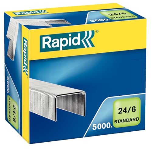 Grapas Rapid 24/6 mm con acabado galvanizado antiatasco para archivado limpio