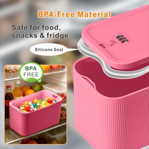 Image of Small Medication Lock Box with Combination Code, Lockable Storage Box for Pills /Snacks /First Aid Kits, Phone /Personal Items, Secure Container for Home /Fridge /Office /Travel- Reusable (Pink)