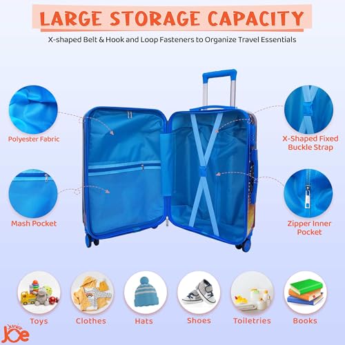 Image of JUNIOR JOE Kids Carry On Luggage Hardside Rolling Suitcase 24 Inches Travel Trolley Bag (Design-1)