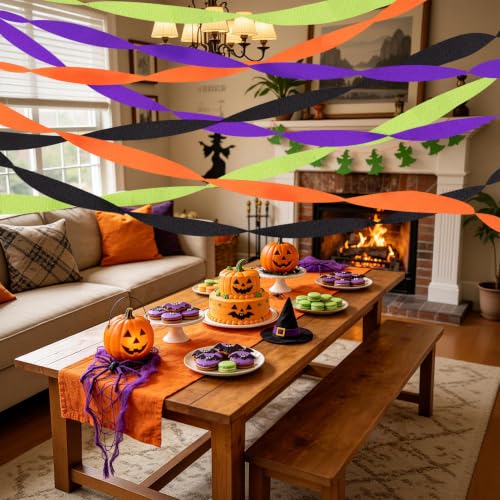 Image of Halloween Crepe Paper Streamers for Halloween Birthday Party Decorations