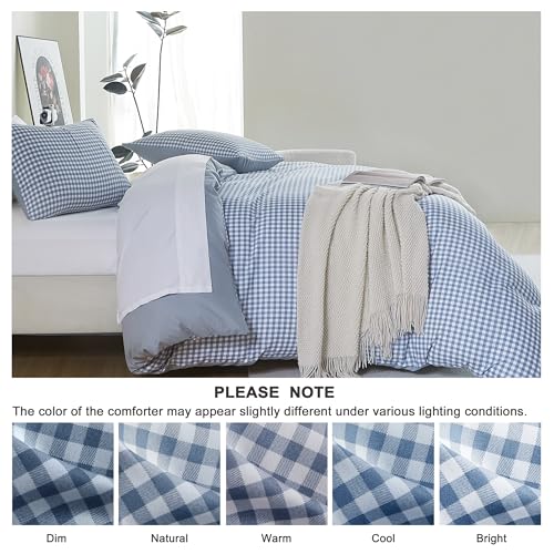 Oli Anderson Queen Comforter Set, Blue Gingham, Reversible, 3 Pieces by Oli Anderson - Used condition - Image 6