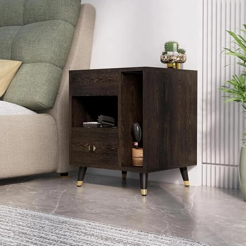 Image of Bniture Engineered Wood Dressing Table with 1 Drawer, Mirror and Huge Storage Space | Vanity for Living Room, Bedroom (Flower Wenge)