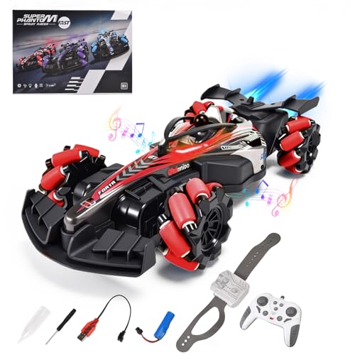 SUPAICAR Remote Control F1 Car RC Cars Toys,Cool Rechargeable Stunt RC Car with 4WD Wheel with Bright Light,Fun Outdoor Toys Gifts for Kids Birthday or Chritmas 6-8 8-12 Years Old Red