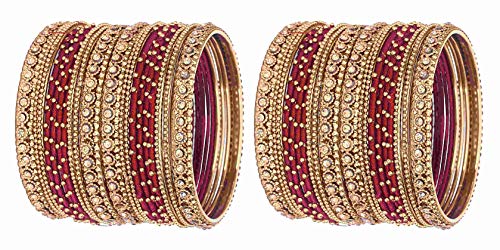 ZULKA Get your traditions Silk Thread, Metal Bangle Set With Zircon For Women &Girls (Pack of 2 Set, Maroon-2.4) Deal