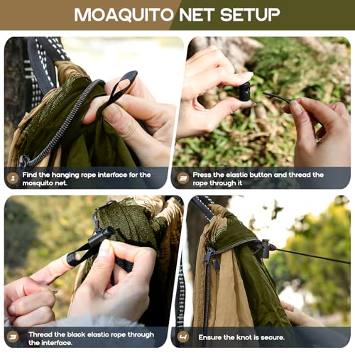 Image of Camping Hammock Mosquito Net,Double & Single Portable Hammocks Hammocks with 2 Tree Straps,Hammock Tent for Travel Camping,Camping Accessories for Indoor Outdoor Hiking Backpacking Backyard Beach
