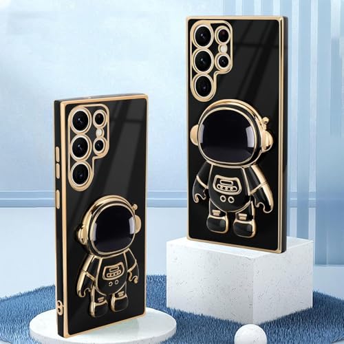 Image of for Samsung Galaxy S24 Ultra 5G Case Cute 3D Astronaut Stand Design Camera Protection Shockproof Soft Back Cover for Samsung Galaxy S24 Ultra 5G (Black)
