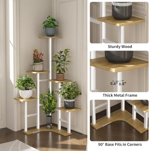 Image of Yzosvki Corner Plant Stand Indoor 6 Tiered Corner Plant Shelf