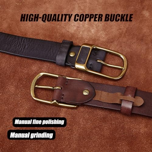 Mens Womens Belts Leather Copper Pin Buckle Business Belts for Casual Jeans Fashion Adjustable Belt,Black,120CM/47.3''4