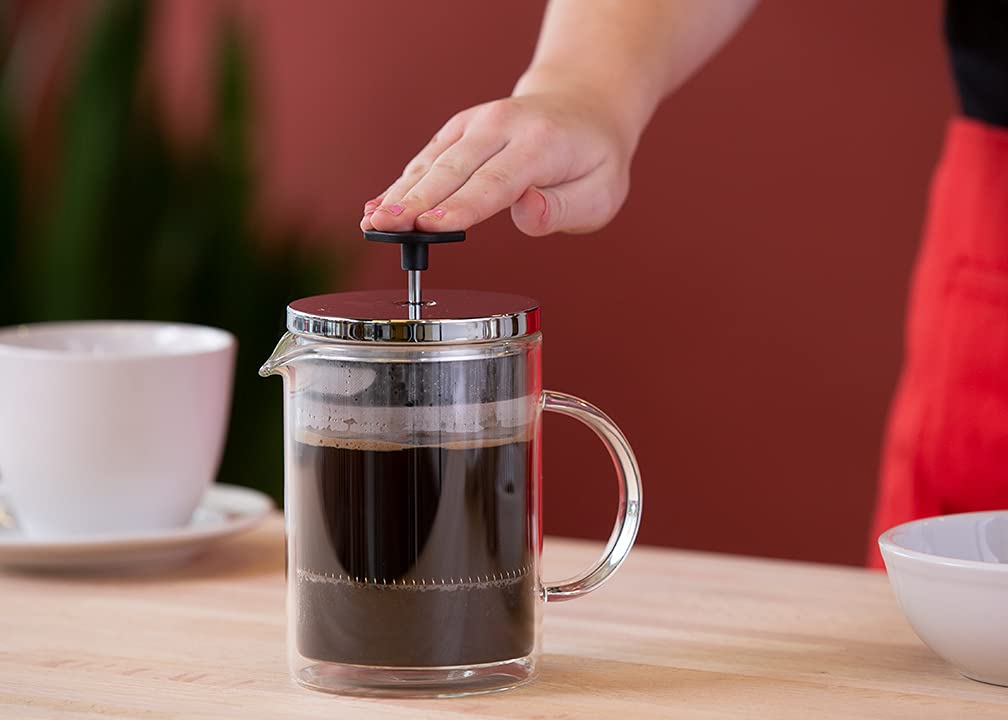 Service Ideas T499SR Double Wall Coffee Press, Glass, Chrome, 20 oz