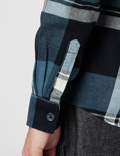 Image of The Indian Garage Co Men Regular Fit Checkered Full Sleeves Spread Collar Double Flap Pocket Casual Over Shirt