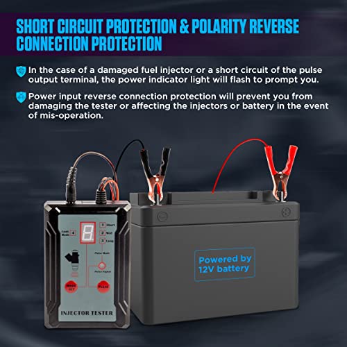 Fuel Injector Tester Cleaner 8 Pulse Modes Injector Cleaner Kit 2 Fuel Injectors Simultaneously Tester Diy Cleaning Tools With 40Inch Power Cord,2 Injector Cleaner Adapter,Short Circuit Protection 12V #TOP6