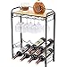 Kingrack Estante de metal para 8 botellas de vino, estante de vino con soporte para copas y soporte para vino y mesa, organizador de almacenamiento de vino de 4 niveles, soporte de vino para cocina