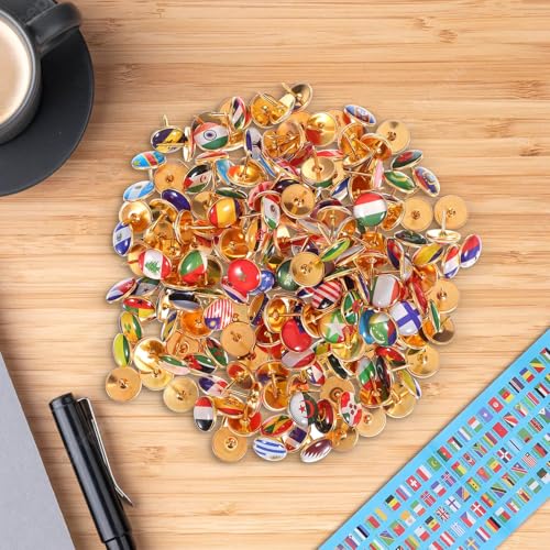 Chinchetas de banderas metálicas de 200 piezas para mapas 6