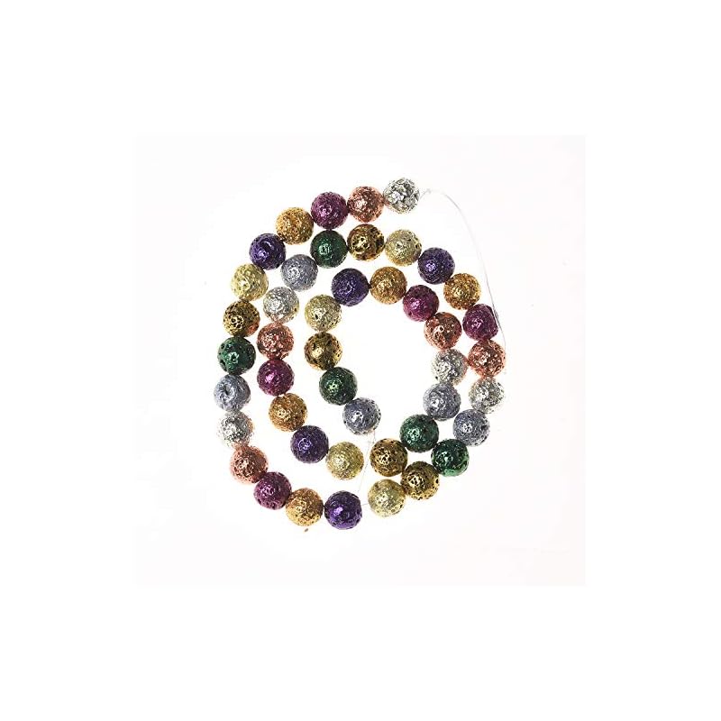 Yuncai Natural Stone Lava Round Loose Beads Semi Gemstone Healing Power Energy Stone for Jewelry Making DIY Necklace Bracelet Making Strand 15.5" (Lava-Color, 6mm,63pcs) - Image 3
