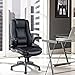 REFICCER Office Chair High Back Leather Executive Computer Desk Chair - Adjustable Tilt Angle and Flip-up Arms Swivel Chair Thick Padding for Comfort and Ergonomic Design for Lumbar Support, Black