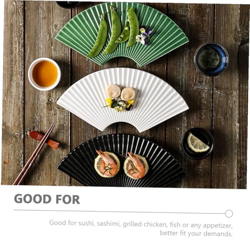 Plato japonés de cerámica estilo abanico para sushi miniatura 6