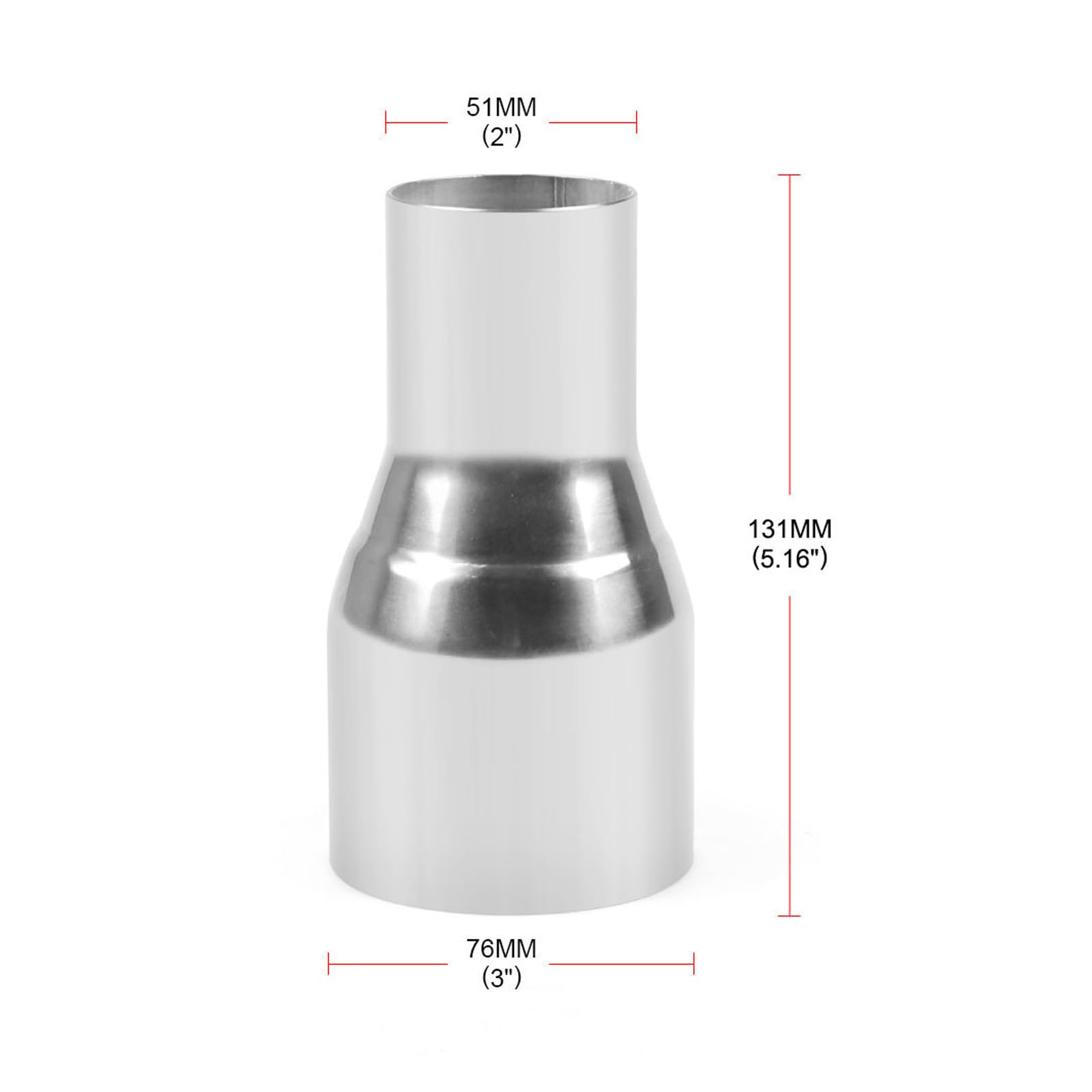 Riduttore Scarico Inox Universale, Adattatore Conico Lucido, Adattatore Scarico Moto, Adattatore Marmitta Moto, Adattatore Per Tubo Di Scarico Auto, Raccordo Tuning Auto Moto (51mm-76mm)