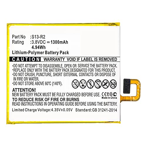 Batería para Kin Voyage NM460GZ 58-000056 S13-R2 S13-R2-A MC-305070 (polímero de Litio, 3,8 V, 1300 mAh Compatible con sustitución de batería, Alta Capacidad, instalación de Trabajo Cover