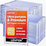 50ct Magnetic Card Holders for Trading Cards, 35pt Hard Cards Sleeves Case, U-V Protection& Waterproof Hard Plastic Card Protectors Fit for MTG Cards, Sports Cards, Baseball Cards, Game Cards