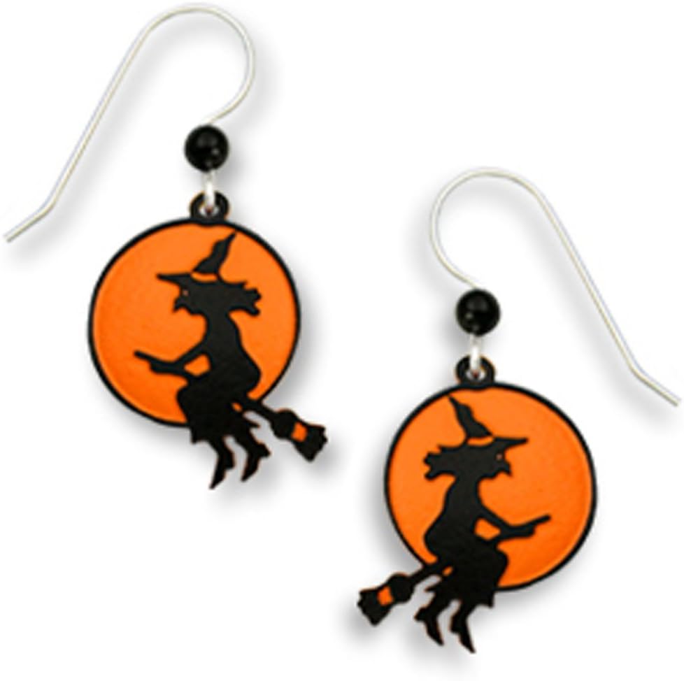 Witch Riding a Broom with Moon In Background Made in the USA by Sienna Sky 1105