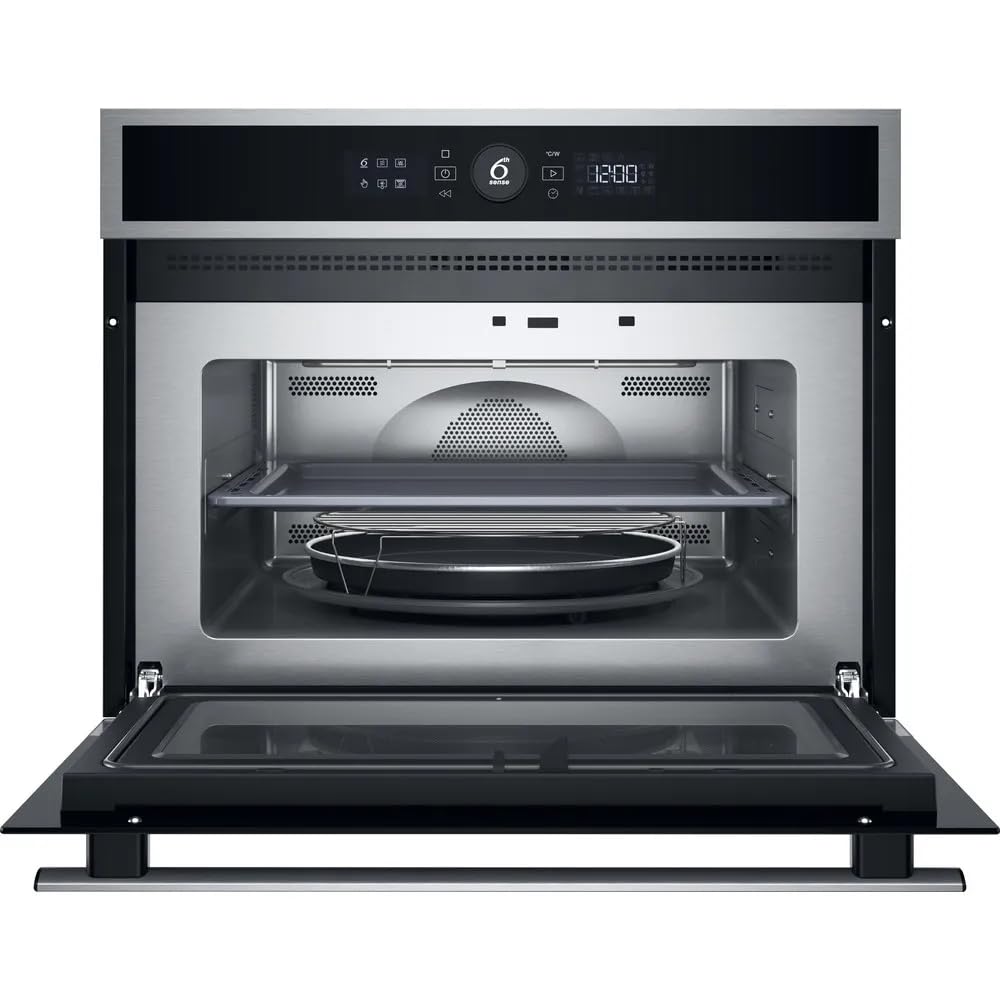 Whirlpool WMW47HMXI Forno a Microonde da Incasso Combinato con Grill, 40 Litri, 900 Watt, 60 cm, Funzione Crisp, Tecnologia 6° Senso, JetDefrost 3D, colore Nero e Acciaio Inox