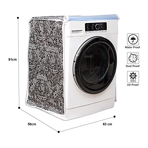 Image of Classic Front Load Washing Machine Cover Suitable For IFB 5.5 Kg, 6 Kg, 6.5 Kg (50cmsX63cmsX81cms, Black Flower, Medium)