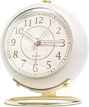 Zeqon Silent Analog Alarm Clock – No Ticking, Lighted on Demand, Battery Operated with Beep Sound – Small Desk Clock in for Bedroom or Office (Cream)