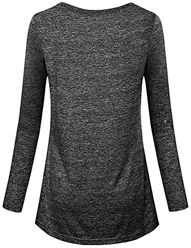 Kimmery Long Sleeve T Shirt Women Junior Athleisure Wear Moisture Wicking O Neck Fitness Pilates Fall Tunic Perfect Length To Wear With Leggings Black Xx Large #TOP1