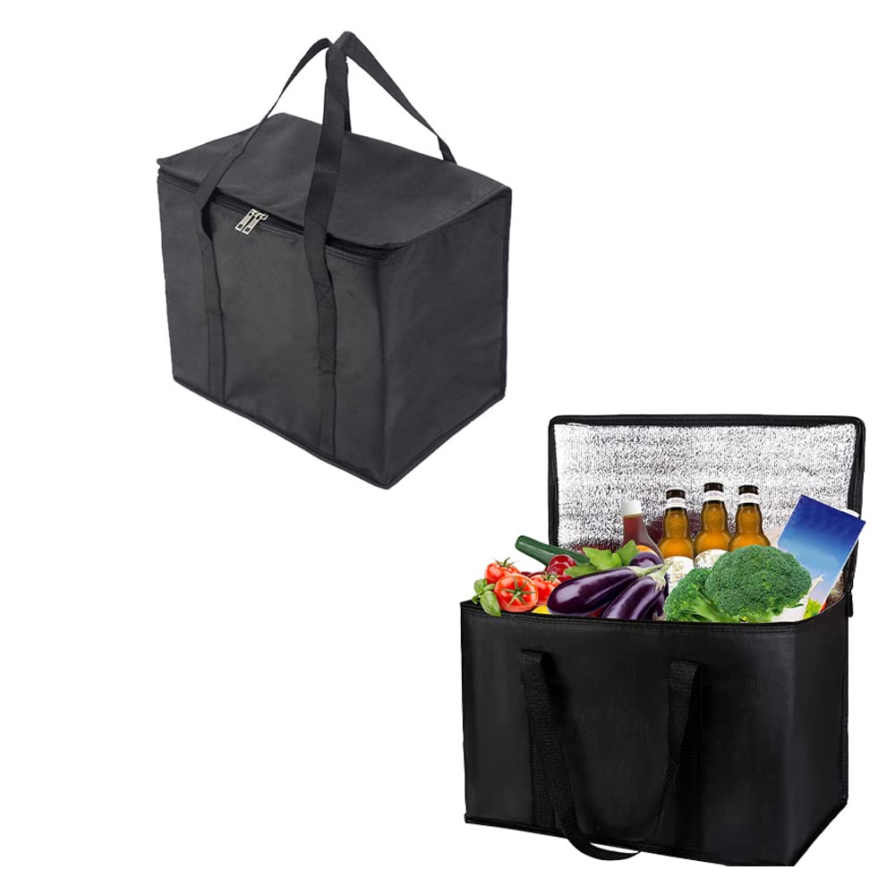 2 Reusable Insulated Bags with Zippered Top,Grocery Bag,Large Frozen Foods Cold, Cooler Shopping Accessories Picnic Basket,for Camping,Lake Trips or Family Vacations,Keeps Food Cold Hot