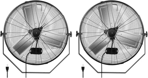 Image of Simple Deluxe 24 Inch Industrial Wall Mount Fan, Max 7600 CFM 3 Speed Commercial Ventilation Metal Fan for Warehouse, Greenhouse, Workshop, Patio, Factory and Basement - High Velocity, Black, 2 Pack