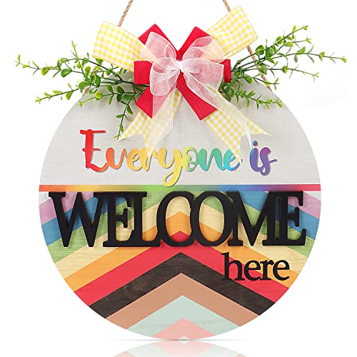 3D Everyone Is Welcome Here Sign Rainbow Door Decor For Classroom Home