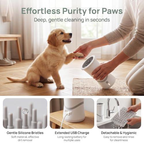 OYE Dog Paw Cleaner, Portable Automatic Pet Paw Washer for Dogs with Soft Silicone, One Touch Start, 360° All-Round Pet Paw Cleaner, Gentle on Dog Paw Washer for Massage Grooming Dirty Claws - Image 2