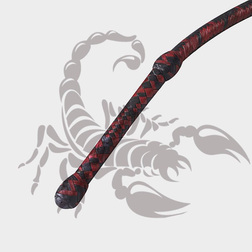 Scorpions Bull Whip Genuine Cow Hide Leather 3-8 Feet 12 Strands Rope Core Equestrian Braided Bullwhip for Cracking Farming