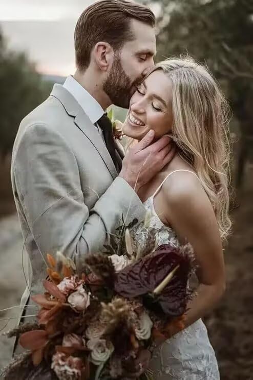 Men's 3 Piece Suits Slim Fit Linen Lightweight Blazer Vest Pants Set Wedding Groomsmen Suit3