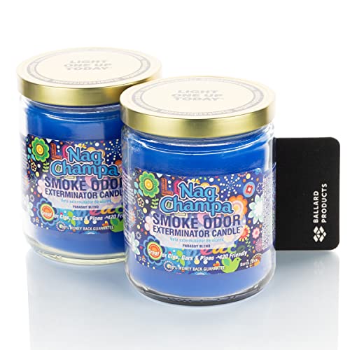 Smoke Odor Exterminator Scented Candle Nag Champa - Pack Of 2 - Odor Eliminating Candle Bundle With Ballard Products Car Air Freshener #TOP12
