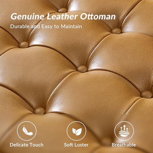 HULALA HOME Genuine Leather Square Ottoman