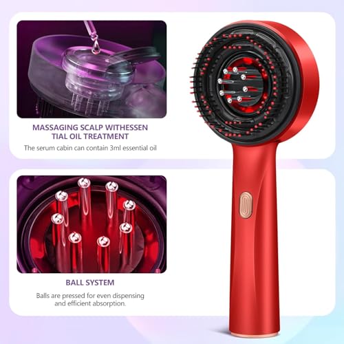 Image of 3 in 1 Hair Oil Applicator,Head Massager Scalp,Scalp Massager Hair Growth,Electric Scalp Massager Brush,Ipx7 Waterproof,Hair Scrubber Scalp Massage Tool for Home and Travel Use,Gift,Red
