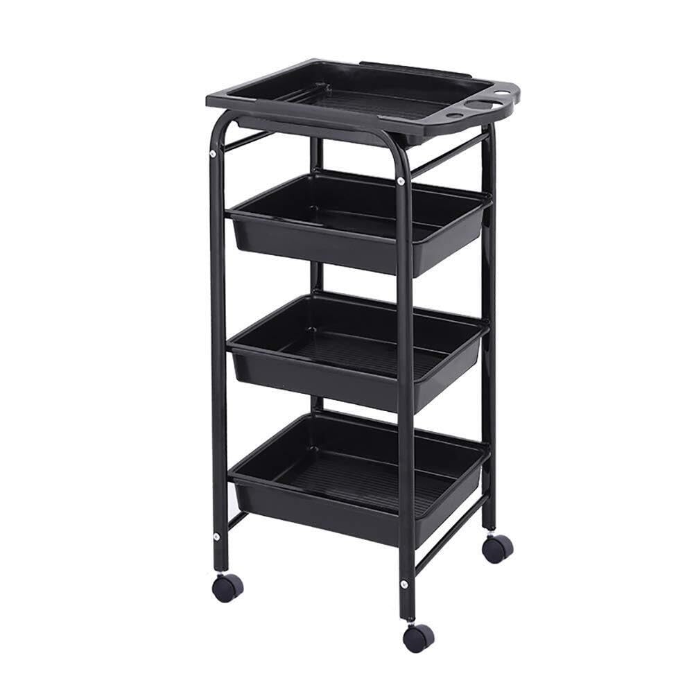 asdchZen 4-Tier Rolling Beauty Cart With Removable Drawers, Movable Trolley For Salon, Kitchen, And Utility Storage – 15Kg Capacity, Black,Silver-5 Tier,Black,4 Tier