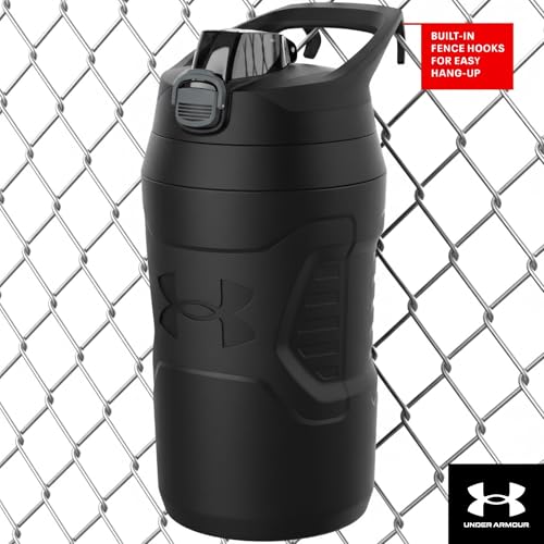 Image of Under Armour 32 oz Insulated Water Bottles - Sports Water Jug with Fence Hook, Leak Resistant for Baseball, Football & More, 32 oz Insulated, Blaze Orange /Black