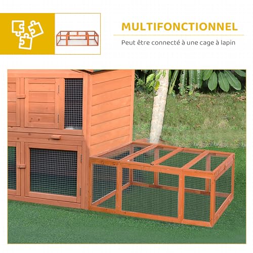 Enclos et espace libre pour petits animaux de 180 cm jaune - 6