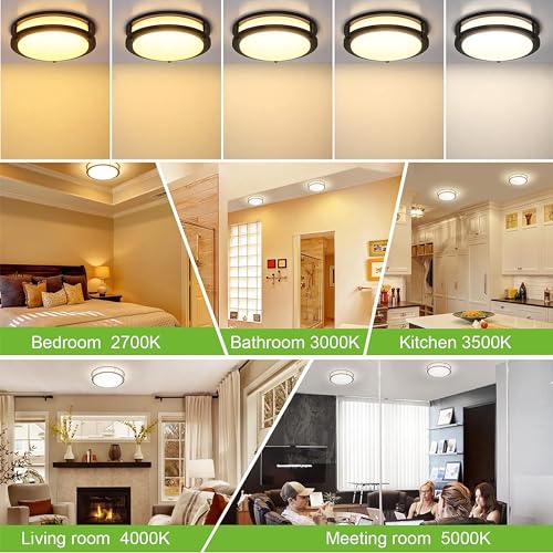 Hykolity 13 Inch Flush Mount Led Ceiling Light Fixture, 2700K/3000K/3500K/4000K/5000K Adjustable Ceiling Lights, Oil Rubbed Bronze Saturn Dimmable Lighting For Bathroom Kitchen thumb #4