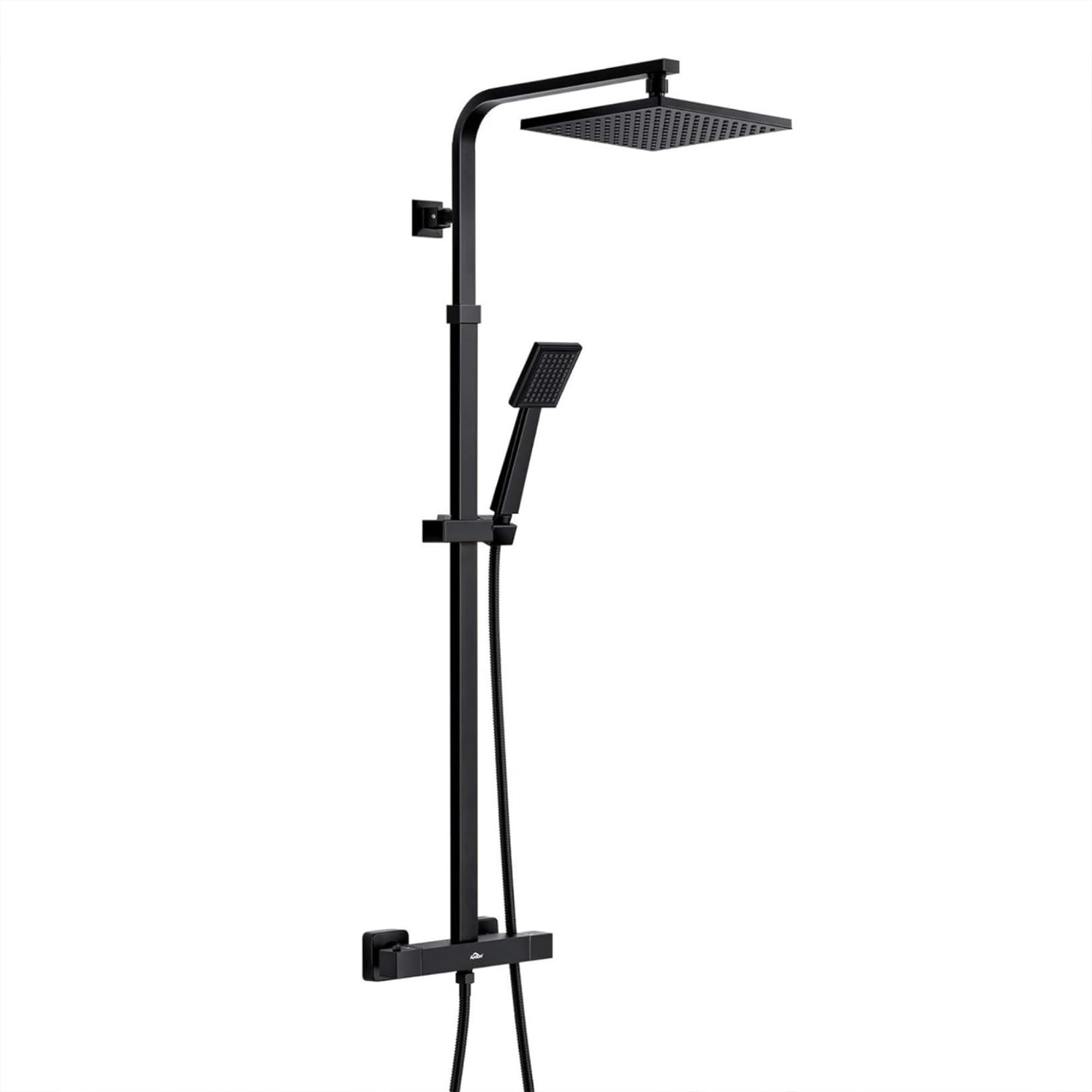 Arko bathroom Thermostatic Shower System | Thermostatic Shower Mixer Set with Overhead Rain Shower and Handheld Shower (Black)