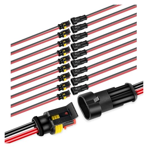 Connecteur étanche 2 broches mâle femelle avec fil 16 AWG pour circuits auto et bateau
