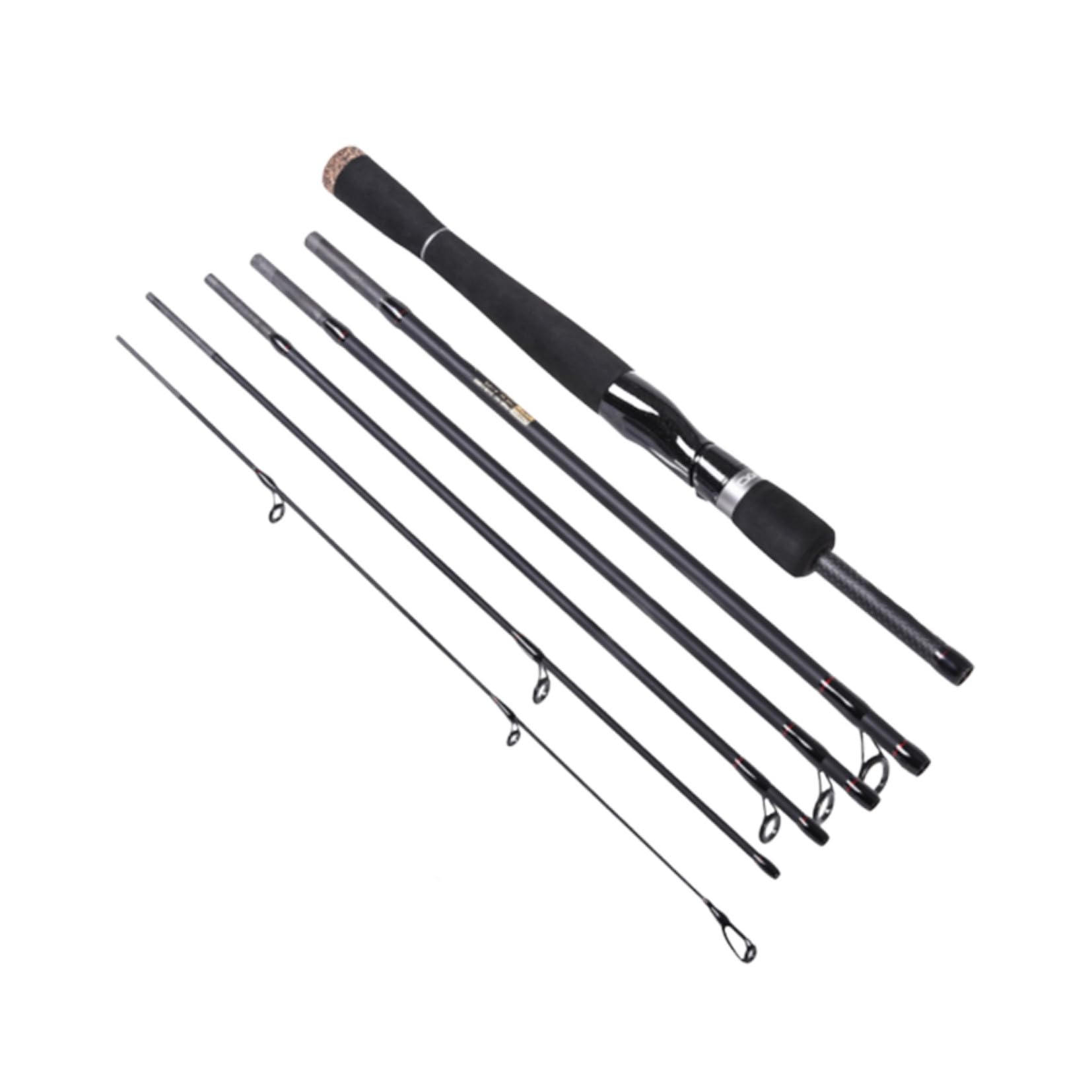 Generic 6 Section Carbon Fishing Rod Short Lure Rod for Sea Bass Trout Carp Lightweight and Durable Spinning Rod for Freshwater and Saltwater Fishing