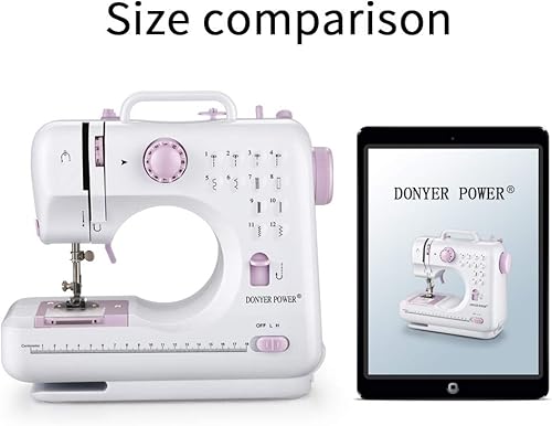 Miniatura 6 de DONYER POWER Máquina de coser eléctrica portátil mini con 12 puntadas integradas doble hilo de 2 velocidades bordado pedal de pie