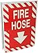 Brady 94029 BradyGlo 12" Height, 9" Width, B-347 Glow-In-The-Dark Plastic White On Red Color High Visibility "V" Style Sign, Legend "Fire Hose"