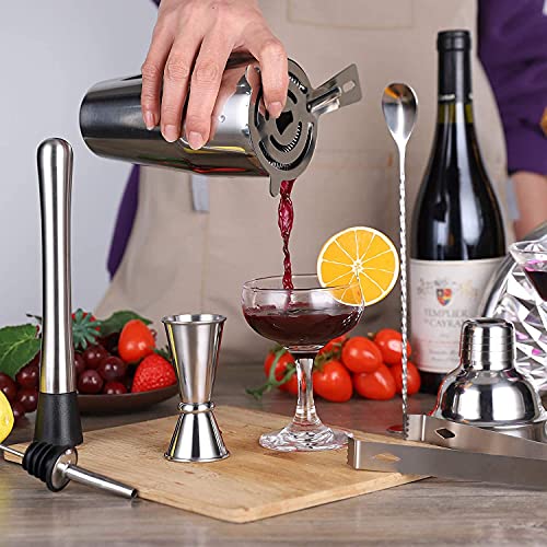 750 ml Cocktail Shaker Set, 12 Stuk RVS Bar Tools Gift Set met Roterende Stand, Barman Kit met Jigger, Muddle, Zeeven en… - Afbeelding 8
