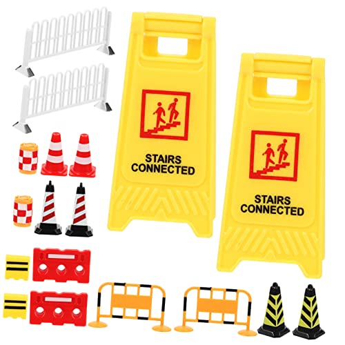 SUPVOX 18 Piezas Juguetes cognitivos de tráfico Barricada de tráfico en Miniatura Juguete de Barrera de tráfico pequeñas señales de tráfico Mini Barricada señales de Transporte páginas