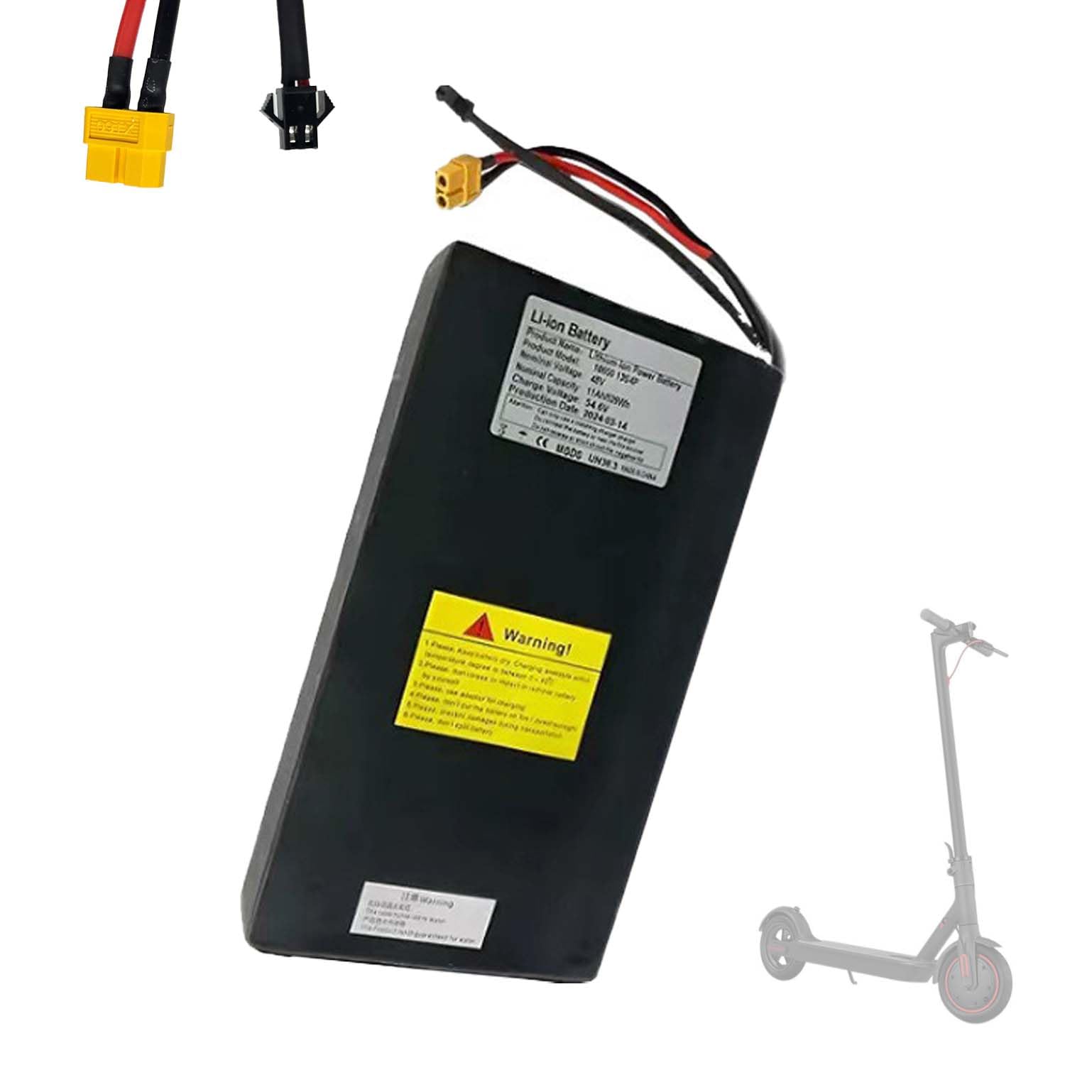 HSSYTZOUL 48V Batería Scooter Eléctrico 11Ah Batería Ion Litio Batería Scooter Eléctrico Recambio Batería Ion Litio con Placa De Protección BMS